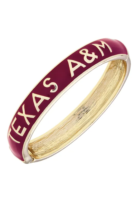 Texas A&M Aggies Sculpted Enamel Hinge Bangle in Maroon sold by Canvas Style