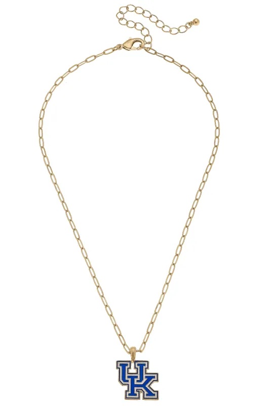 Kentucky Wildcats Enamel Pendant Necklace in Shiny Gold sold by Canvas Style