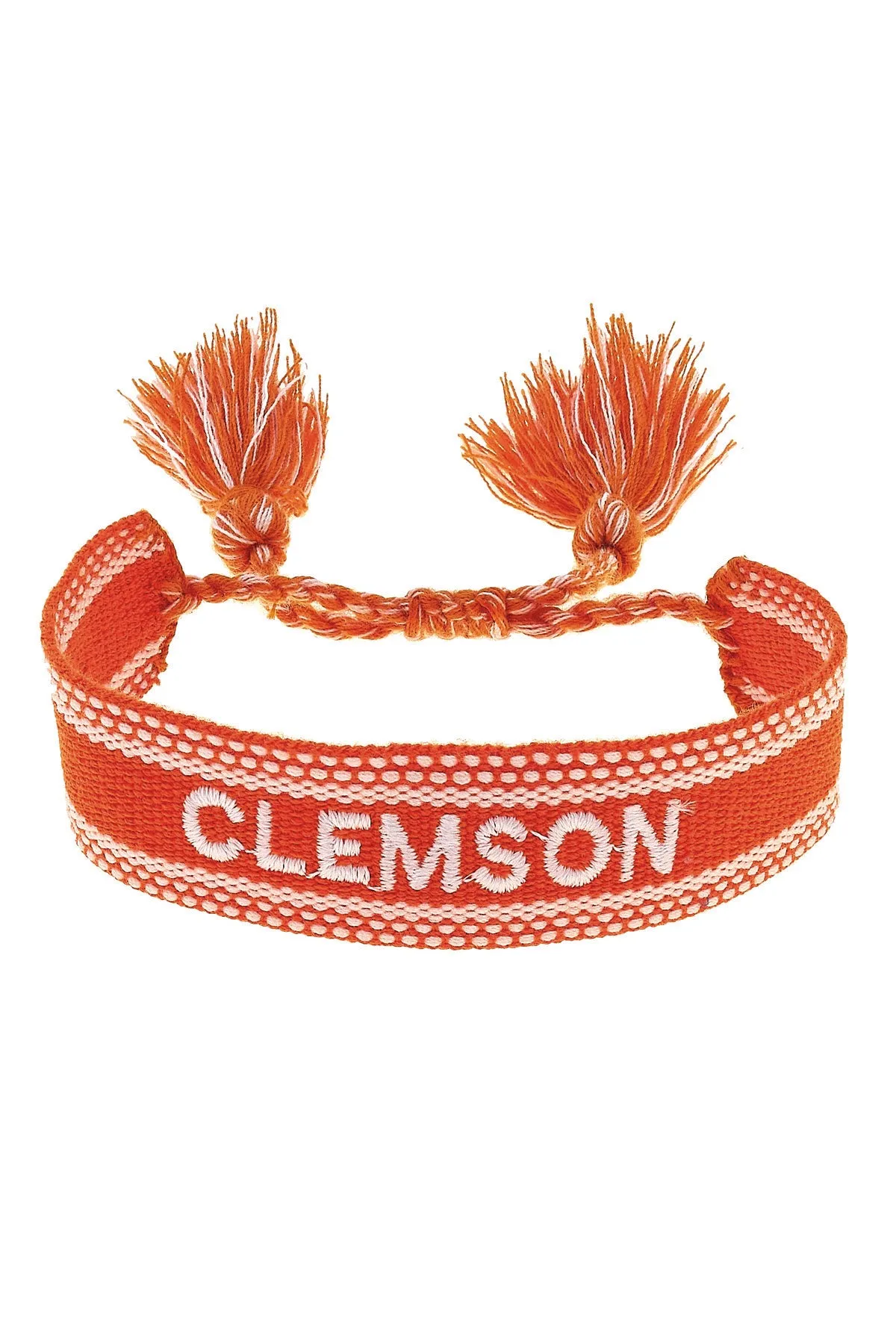 Clemson Tigers Woven Tassel Bracelet in Orange/White sold by Canvas Style