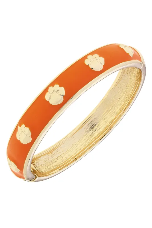 Clemson Tigers Sculpted Enamel Logo Hinge Bangle in Orange sold by Canvas Style