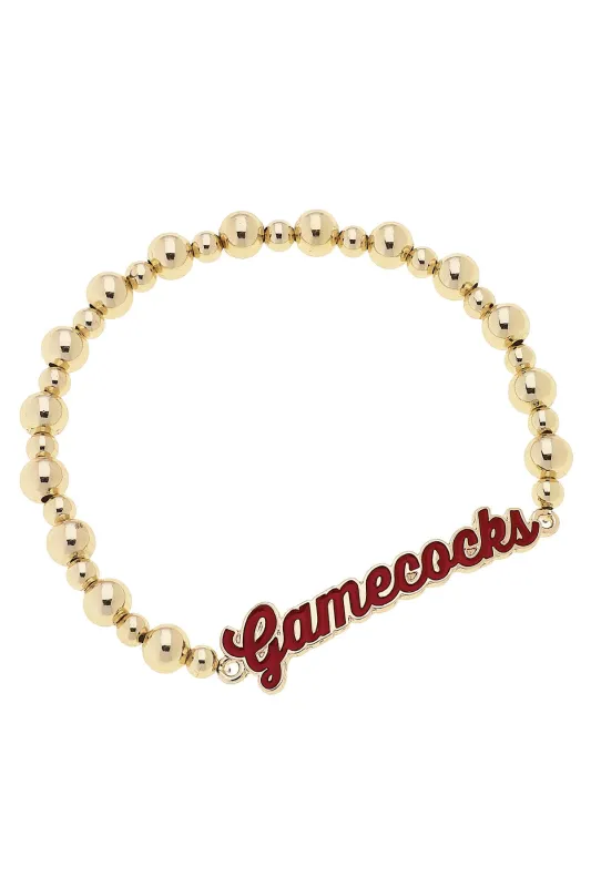 South Carolina Gamecocks Autograph Enamel Stretch Bracelet in Shiny Gold sold by Canvas Style