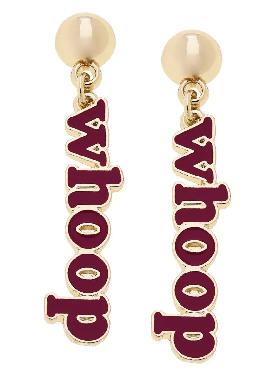 Texas A&M Aggies Slogan Earrings in Maroon/Shiny Gold sold by Canvas Style