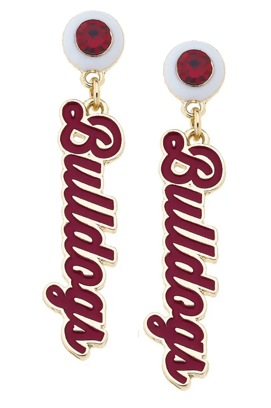 Mississippi State Bulldogs Autograph Enamel Earrings in Maroon sold by Canvas Style