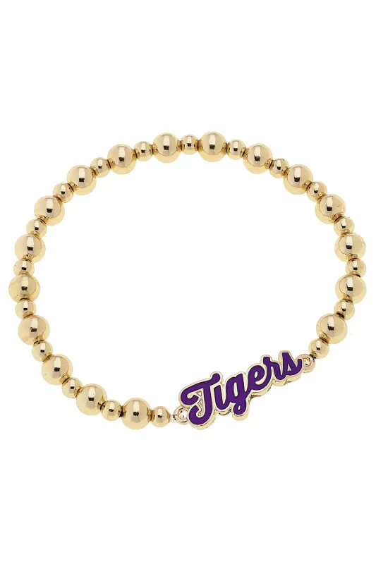 LSU Tigers Autograph Enamel Stretch Bracelet in Shiny Gold sold by Canvas Style