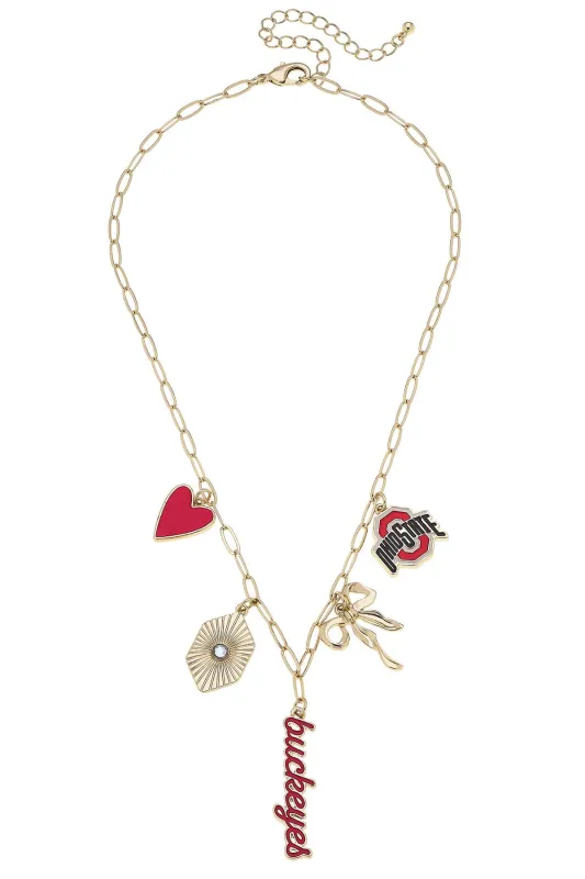 Ohio State Buckeyes Paper Clip Charm Collector Necklace in Shiny Gold made by Canvas Style