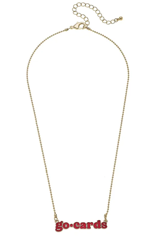 Louisville Cardinals Slogan Necklace in Red/Shiny Gold sold by Canvas Style