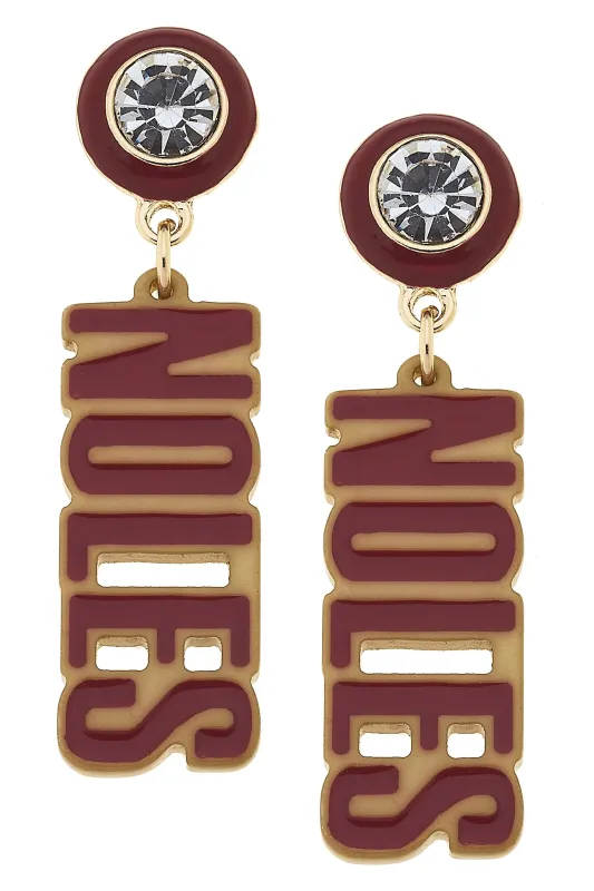 Florida State Seminoles Resin Block Letter Earrings in Garnet sold by Canvas Style