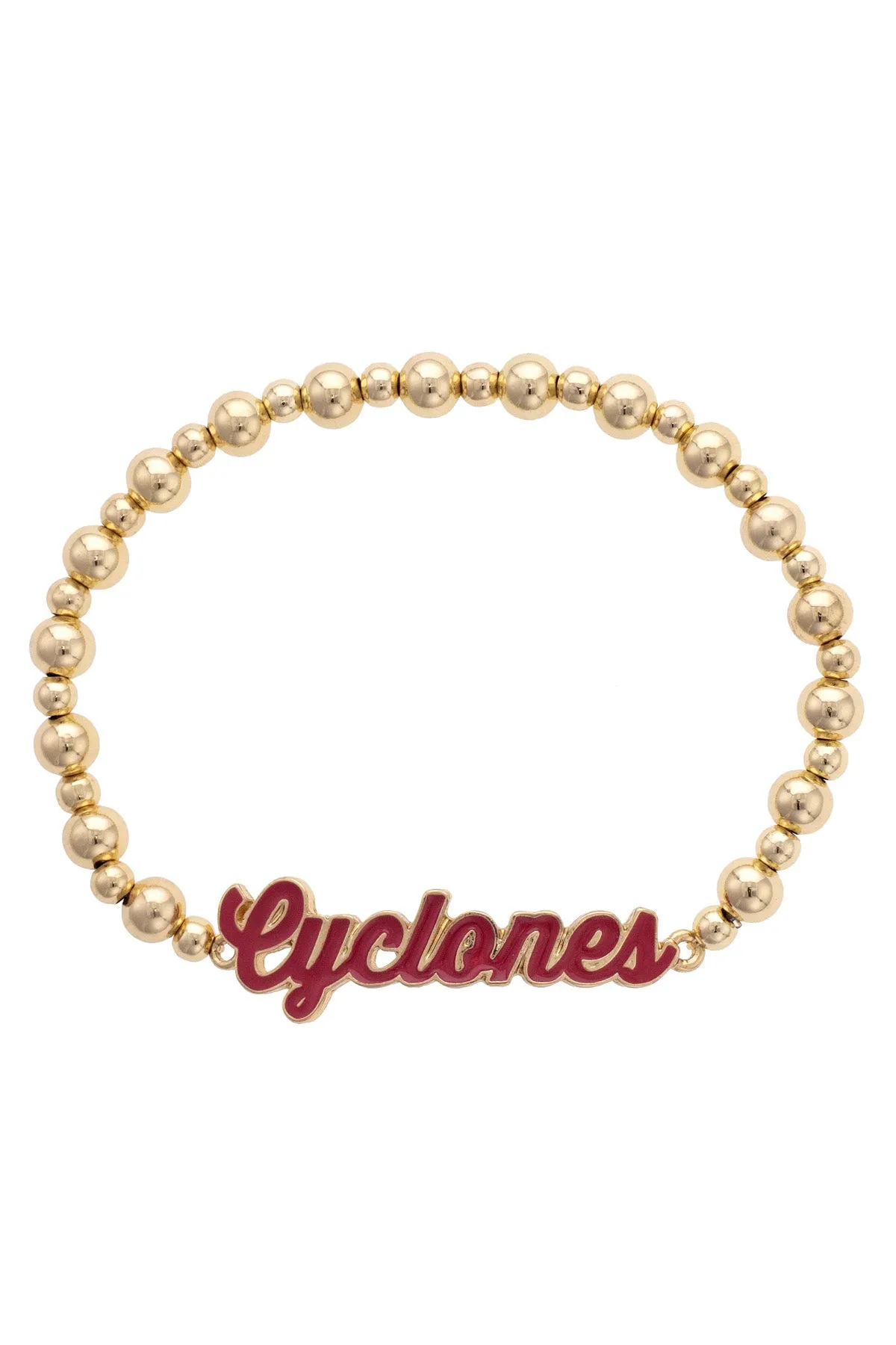 Iowa State Cyclones Autograph Enamel Stretch Bracelet in Shiny Gold sold by Canvas Style