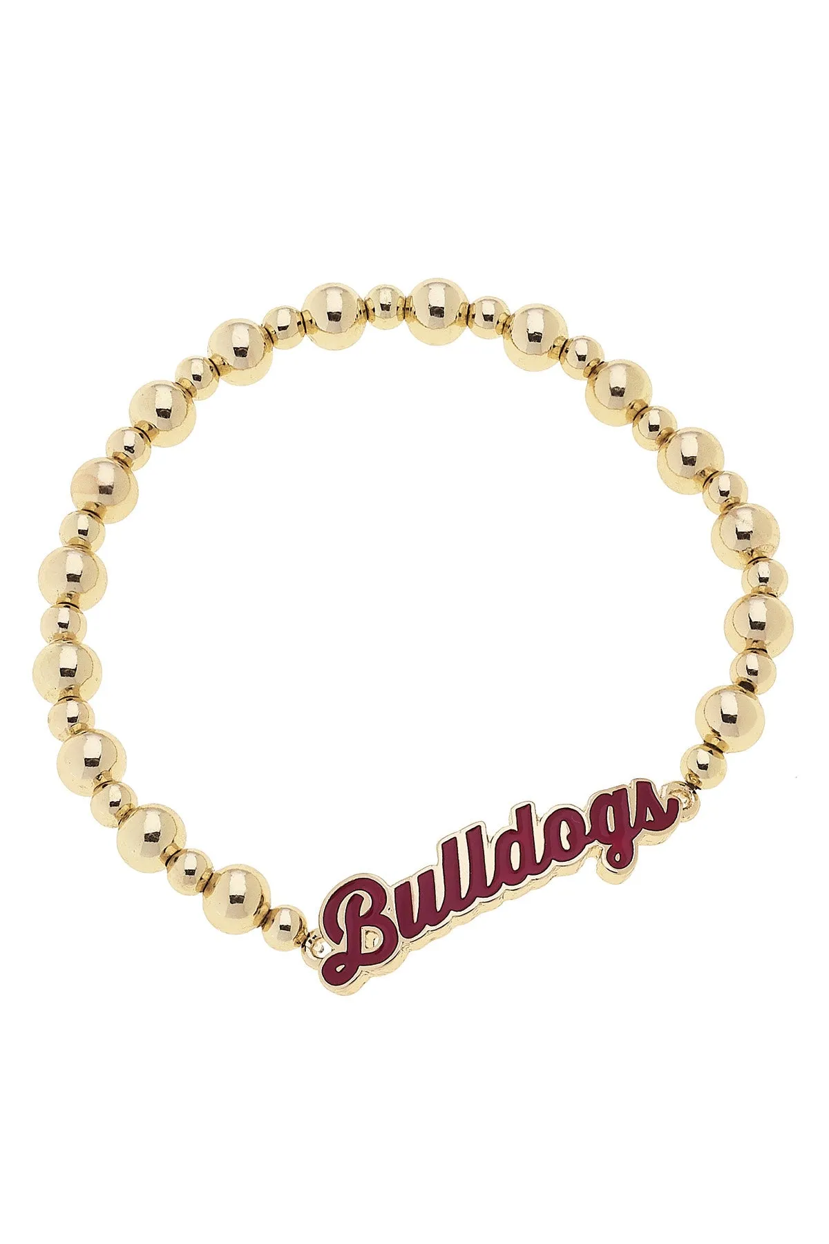 Mississippi State Bulldogs Autograph Enamel Stretch Bracelet in Shiny Gold sold by Canvas Style