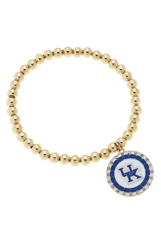 Kentucky Wildcats Pave Disc Ball Bead Stretch Bracelet in Shiny Gold sold by Canvas Style