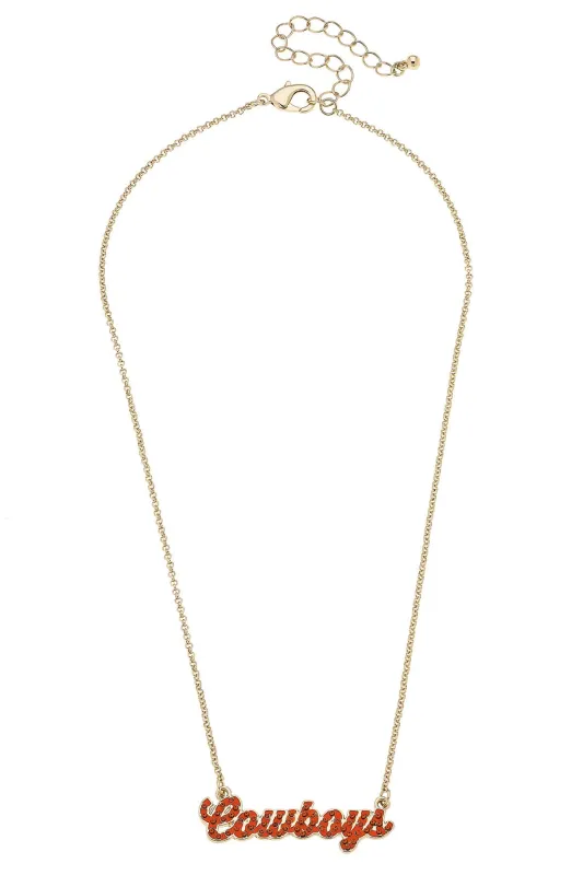 Oklahoma State Cowboys Pave Autograph Enamel Necklace in Orange sold by Canvas Style