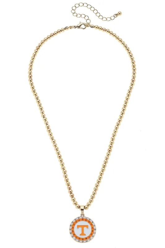Tennessee Vols Pave Disc Necklace in Shiny Gold sold by Canvas Style
