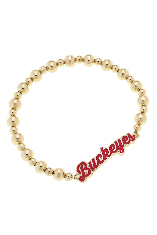 Ohio State Buckeyes Autograph Enamel Stretch Bracelet in Shiny Gold sold by Canvas Style