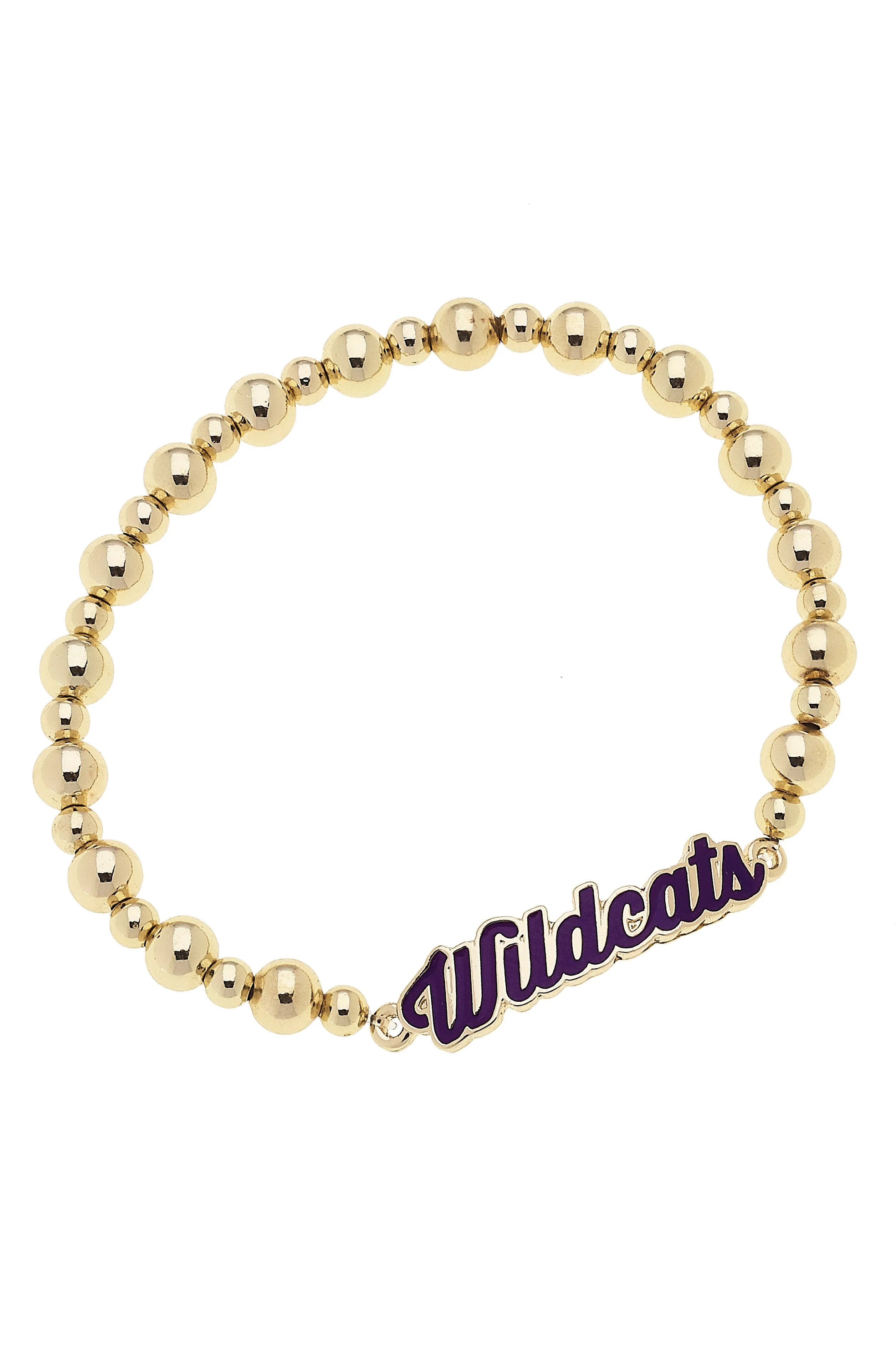 Kansas State Wildcats Autograph Enamel Stretch Bracelet in Shiny Gold sold by Canvas Style