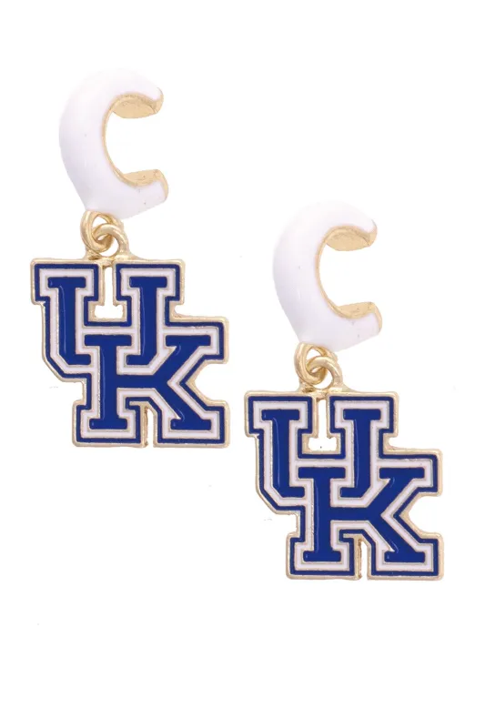 Kentucky Wildcats Enamel Logo Huggie Hoop Earrings in White sold by Canvas Style