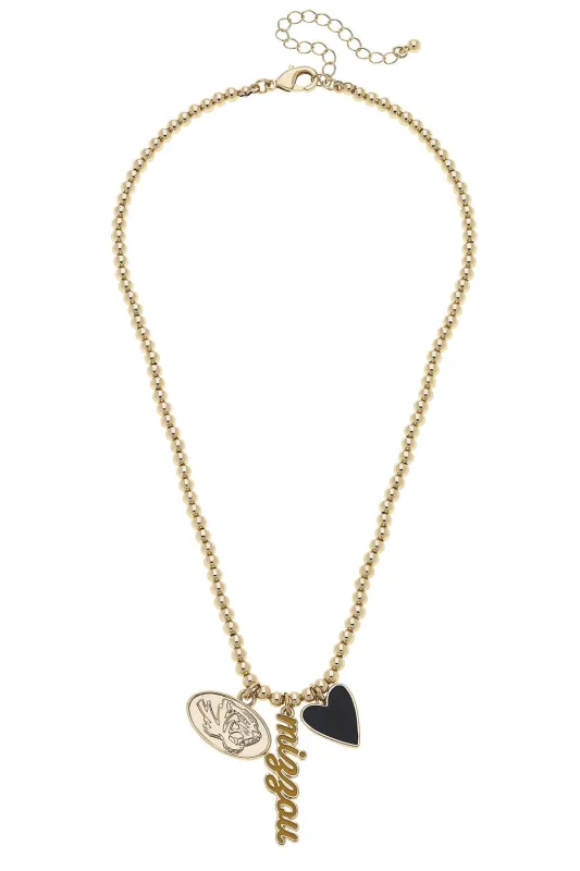 Missouri Tigers Ball Bead Charm Necklace in Shiny Gold sold by Canvas Style