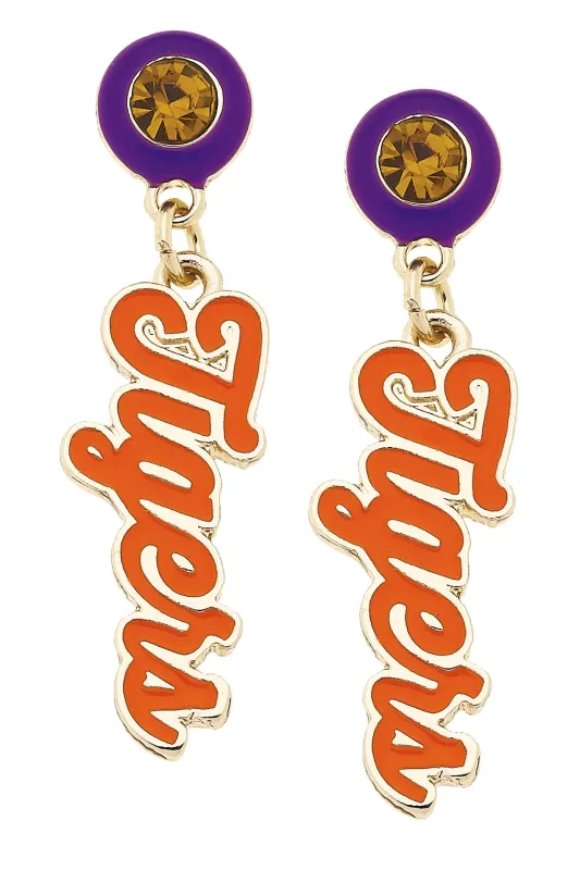 Clemson Tigers Autograph Enamel Earrings in Orange sold by Canvas Style