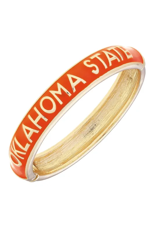 Oklahoma State Cowboys Sculpted Enamel Hinge Bangle in Orange made by Canvas Style