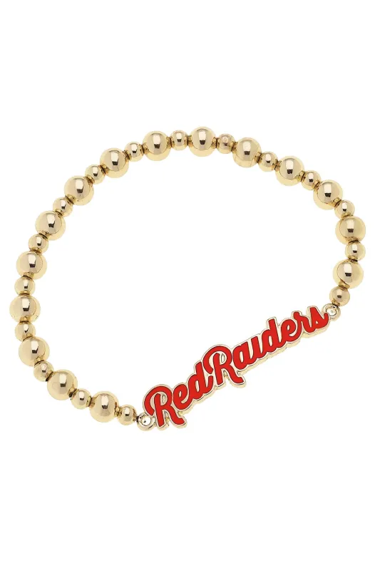 Texas Tech Red Raiders Autograph Enamel Stretch Bracelet in Shiny Gold sold by Canvas Style