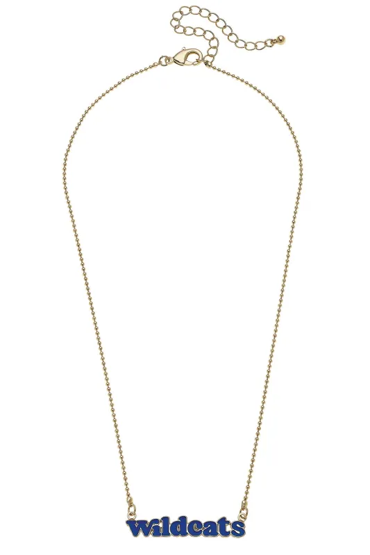 Kentucky Wildcats Slogan Necklace in Blue/Shiny Gold sold by Canvas Style