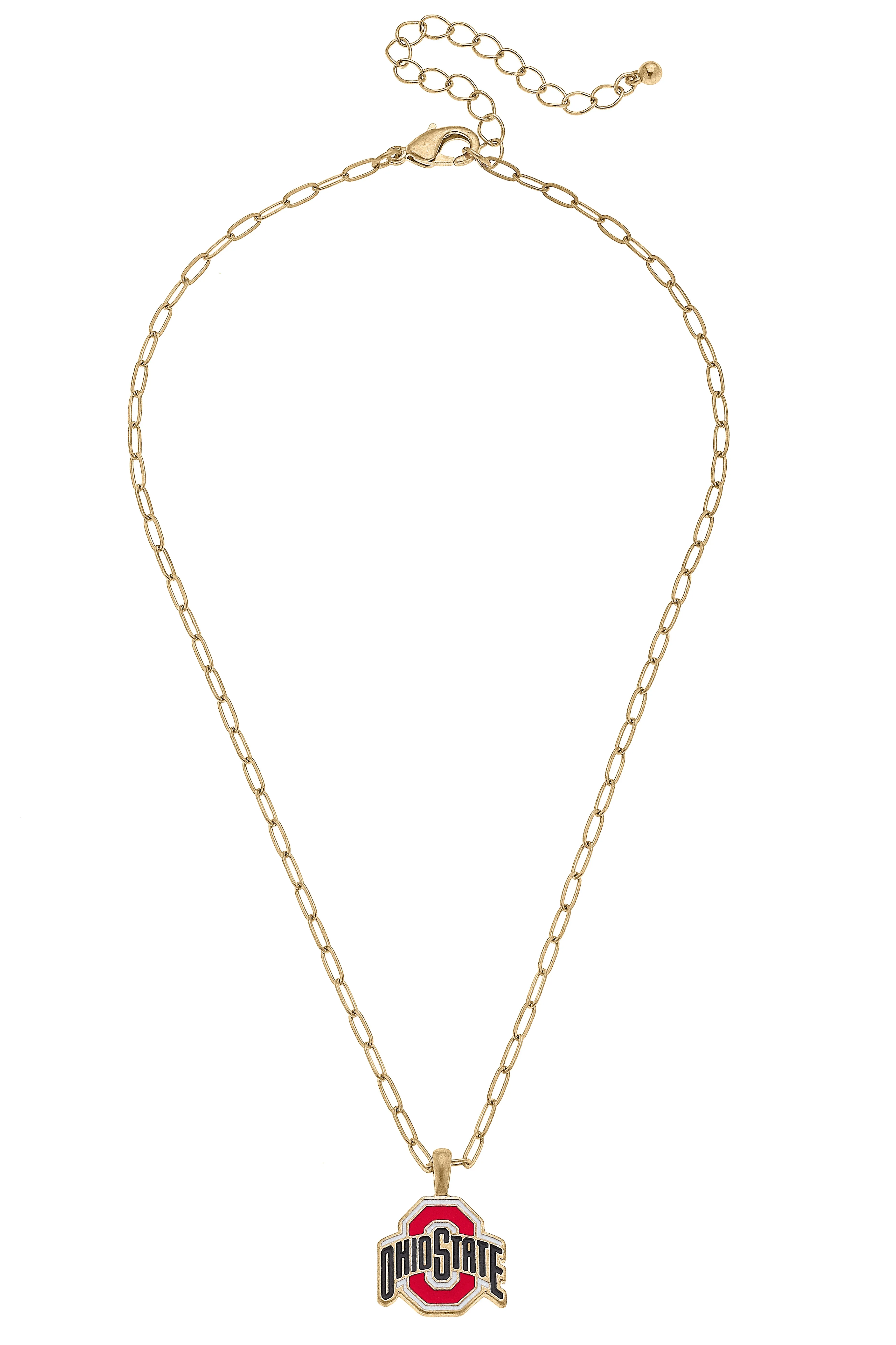 Ohio State Buckeyes Enamel Pendant Necklace in Shiny Gold sold by Canvas Style
