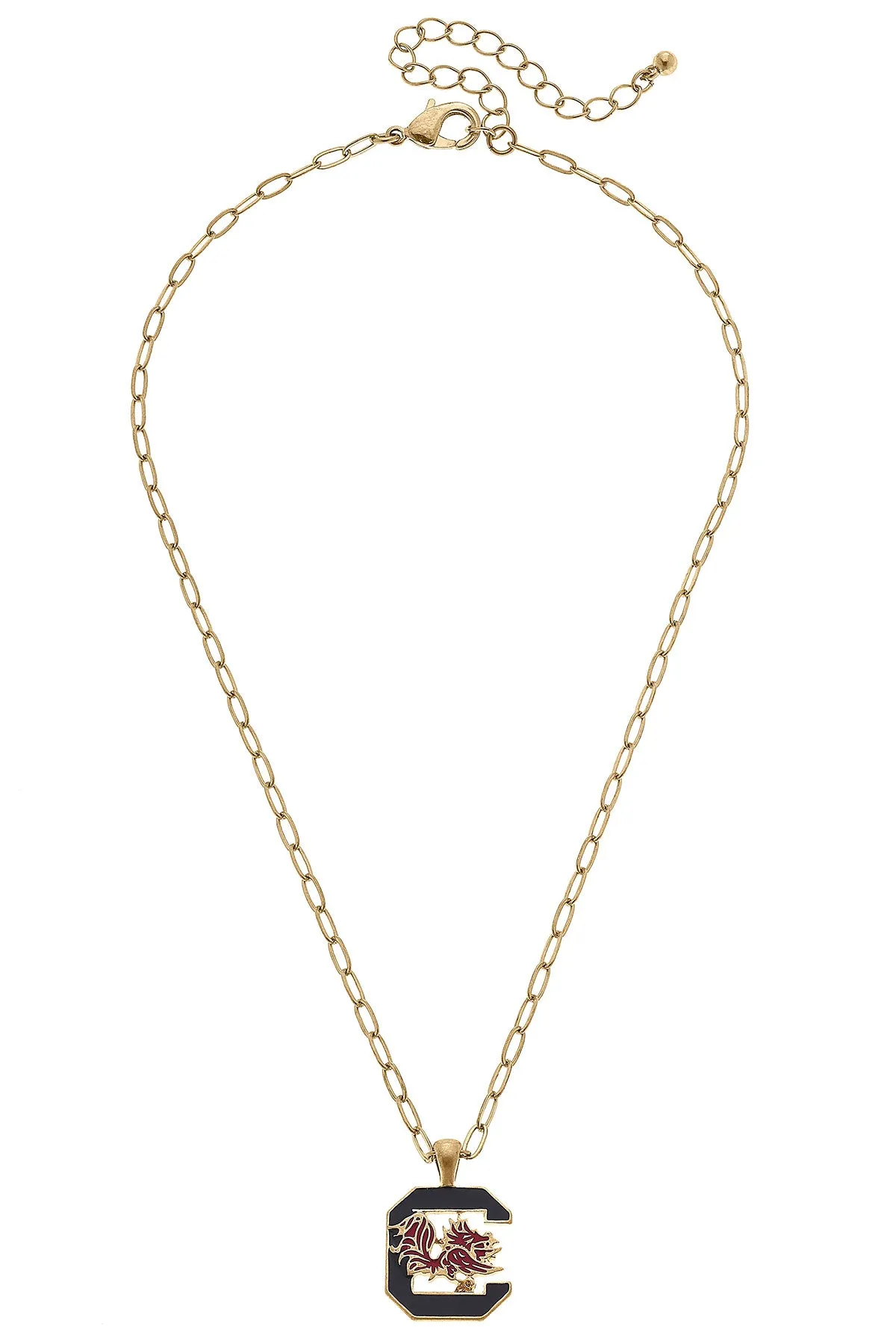 South Carolina Gamecocks Enamel Pendant Necklace in Shiny Gold sold by Canvas Style