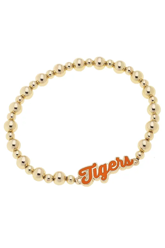 Clemson Tigers Autograph Enamel Stretch Bracelet in Shiny Gold sold by Canvas Style