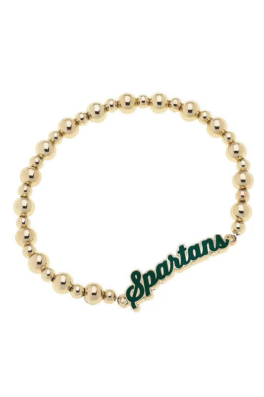 Michigan State Spartans Autograph Enamel Stretch Bracelet in Shiny Gold sold by Canvas Style