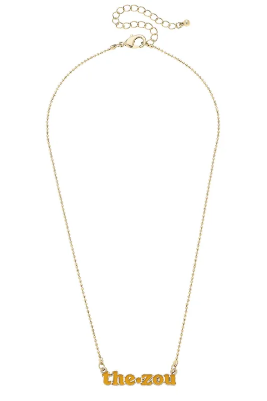 Missouri Tigers Slogan Necklace in Shiny Gold sold by Canvas Style