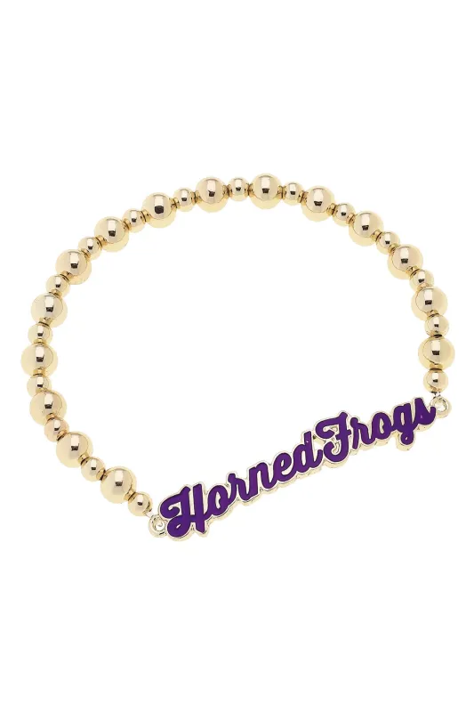 TCU Horned Frogs Autograph Enamel Stretch Bracelet in Shiny Gold sold by Canvas Style