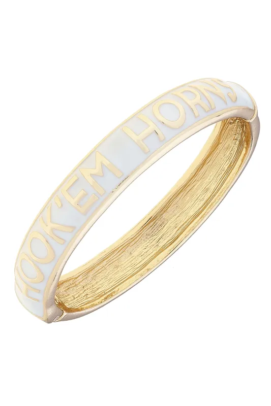 Texas Longhorns Sculpted Enamel Hinge Bangle in White sold by Canvas Style