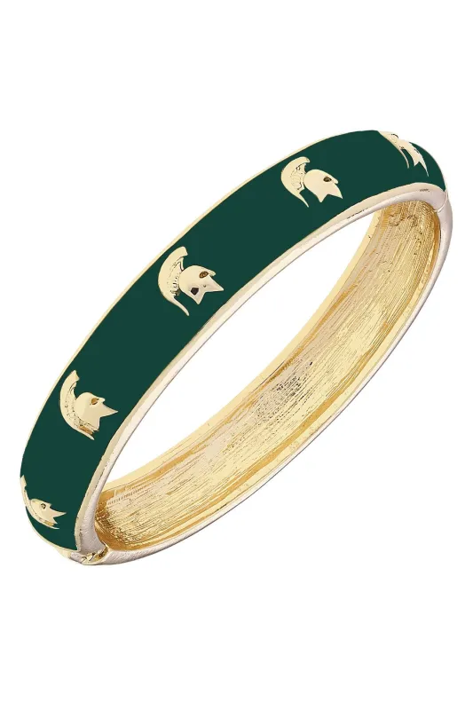 Michigan State Spartans Sculpted Enamel Logo Hinge Bangle in Green sold by Canvas Style