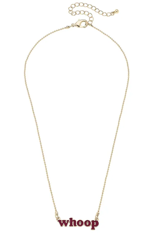 Texas A&M Aggies Slogan Necklace in Maroon/Shiny Gold sold by Canvas Style