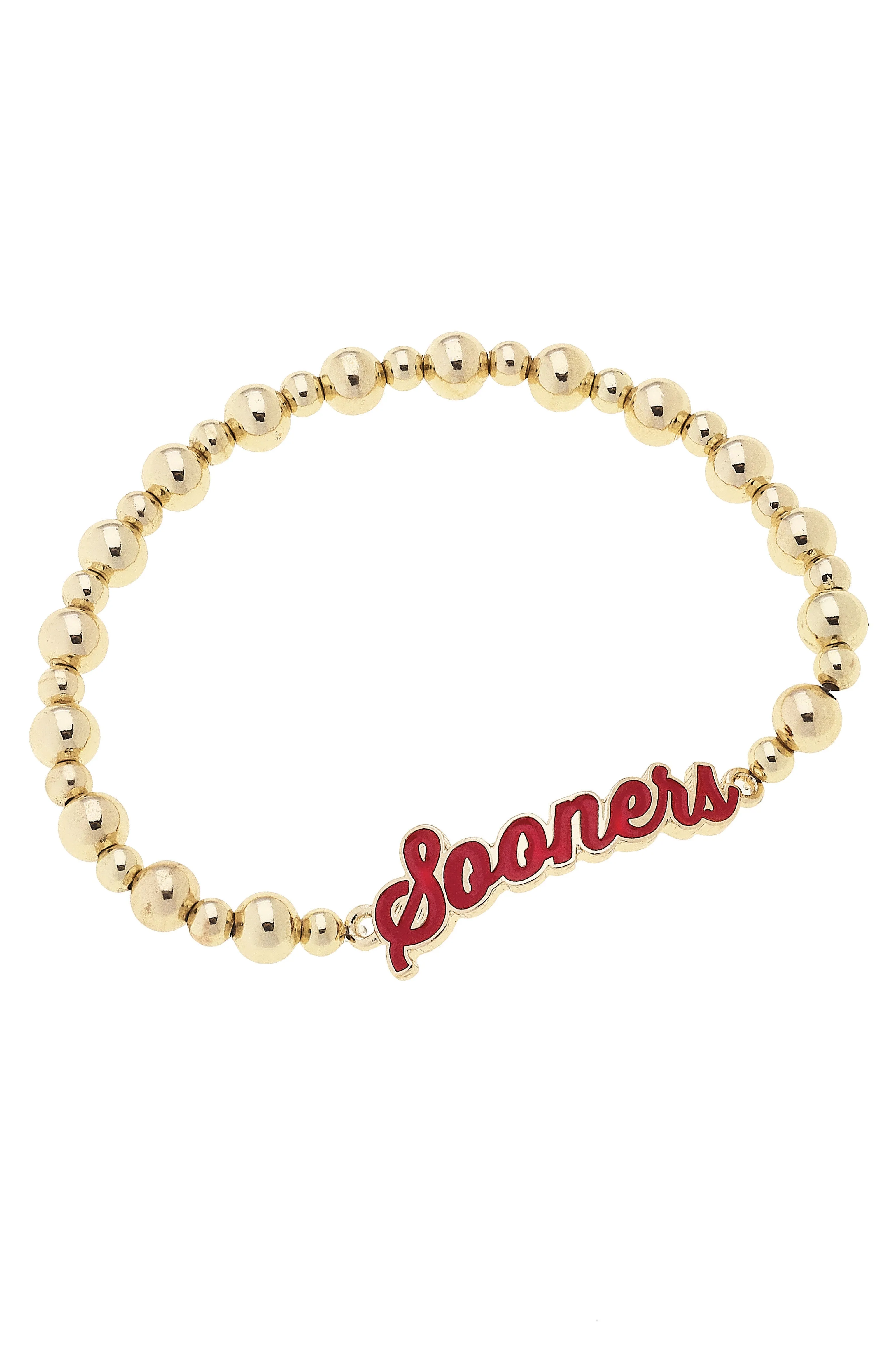 Oklahoma Sooners Autograph Enamel Stretch Bracelet in Shiny Gold sold by Canvas Style