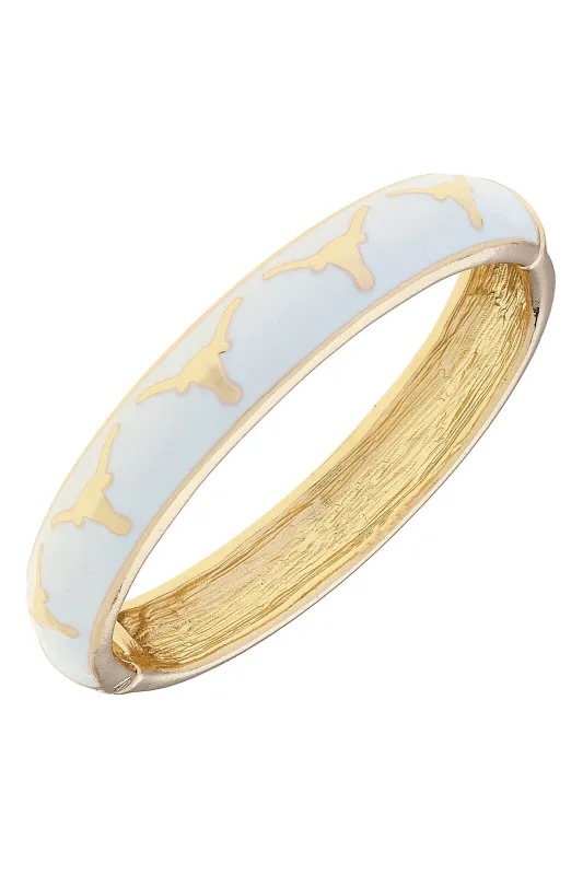 Texas Longhorns Sculpted Enamel Logo Hinge Bangle in White sold by Canvas Style