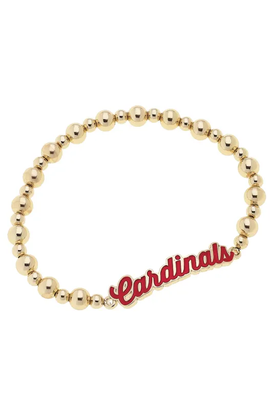 Louisville Cardinals Autograph Enamel Stretch Bracelet in Shiny Gold sold by Canvas Style