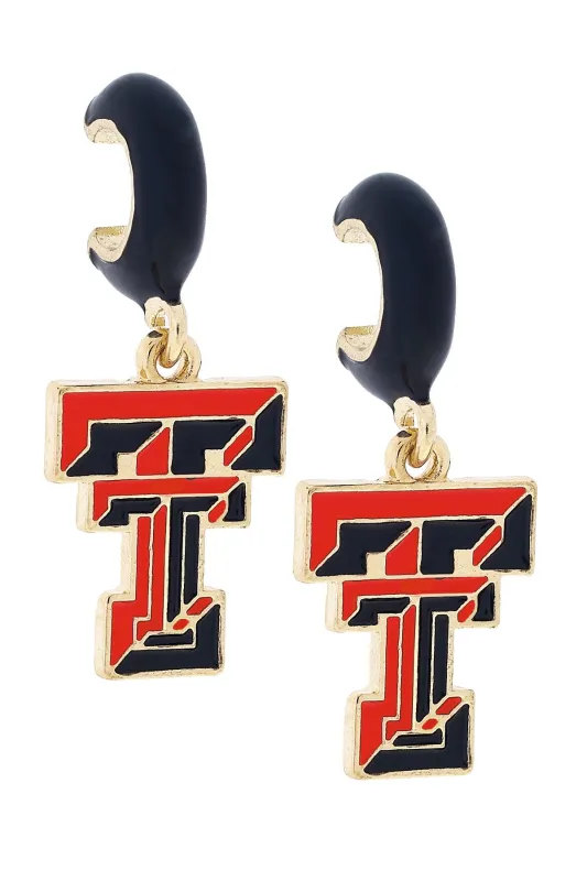Texas Tech Red Raiders Enamel Logo Huggie Hoop Earrings in Black sold by Canvas Style