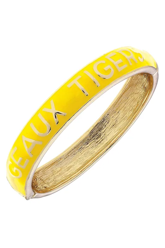 LSU Tigers Sculpted Enamel Hinge Bangle in Gold sold by Canvas Style
