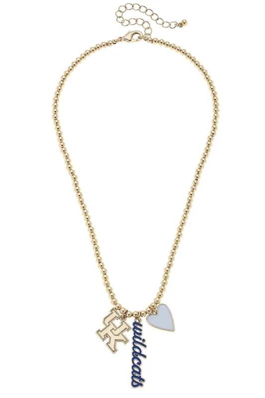 Kentucky Wildcats Ball Bead Charm Necklace in Shiny Gold sold by Canvas Style