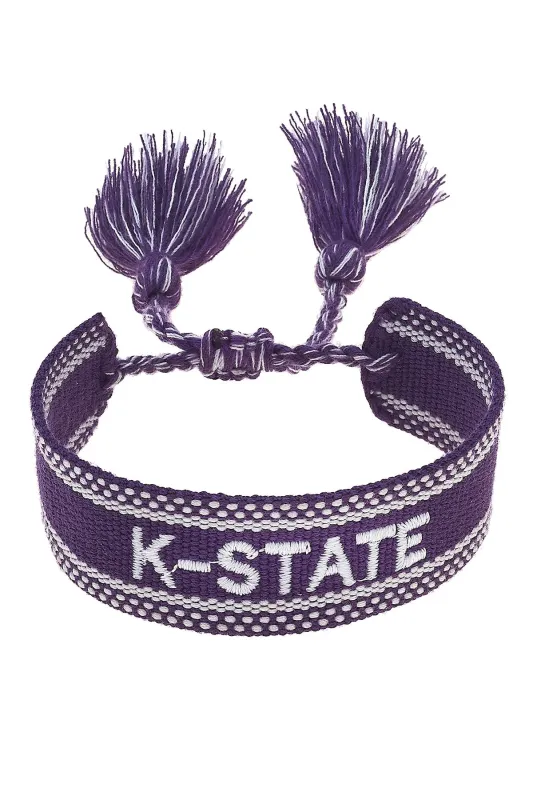 Kansas State Wildcats Woven Tassel Bracelet in Purple/White sold by Canvas Style