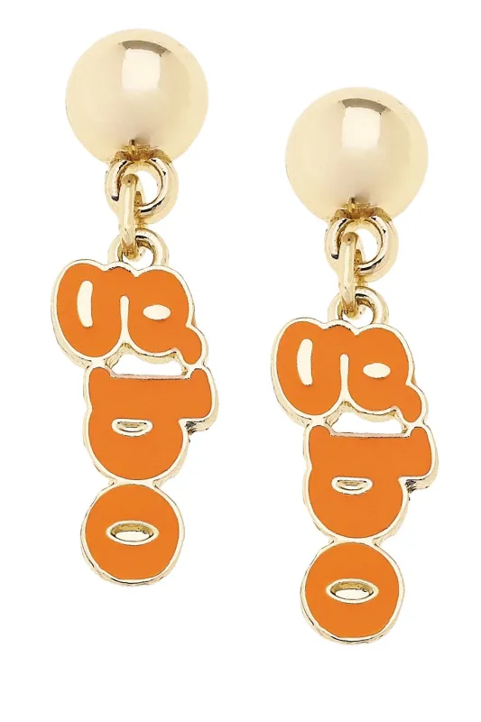 Tennessee Vols Slogan Earrings in Orange/Shiny Gold sold by Canvas Style