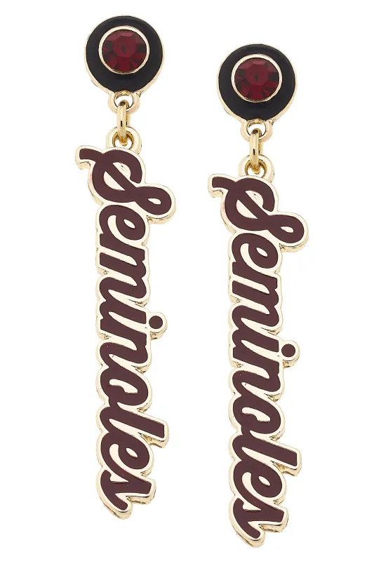 Florida State Seminoles Autograph Enamel Earrings in Garnet sold by Canvas Style
