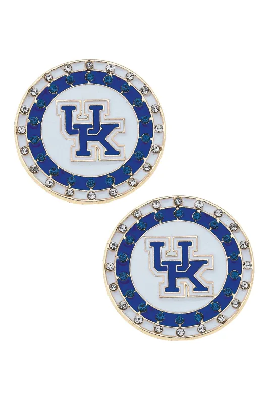 Kentucky Wildcats Pave Disc Stud Earrings in Blue/White sold by Canvas Style