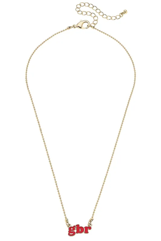 Nebraska Huskers Slogan Necklace in Red/Shiny Gold sold by Canvas Style