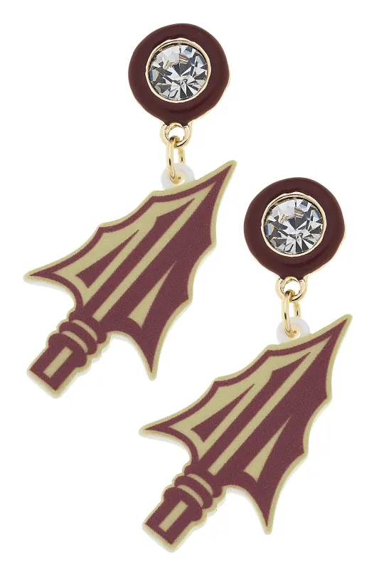 Florida State Chief Osceola Spear Resin Earrings in Garnet/Gold sold by Canvas Style