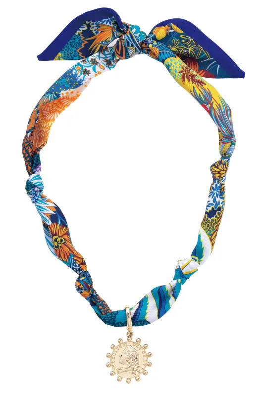 Luciana Studded Coin Scarf Necklace in Multi sold by Canvas Style