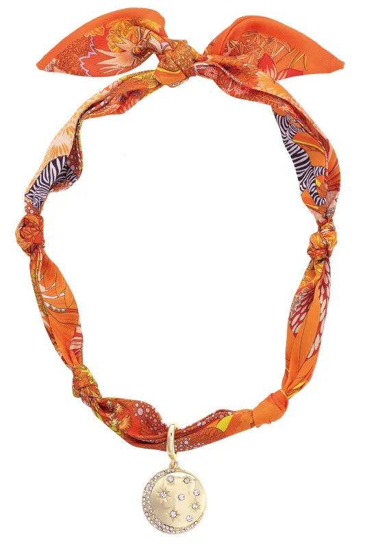 Phoenix Celestial Coin Scarf Necklace in Orange/Yellow sold by Canvas Style