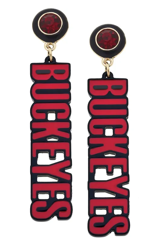 Ohio State Buckeyes Resin Block Letter Earrings in Red sold by Canvas Style