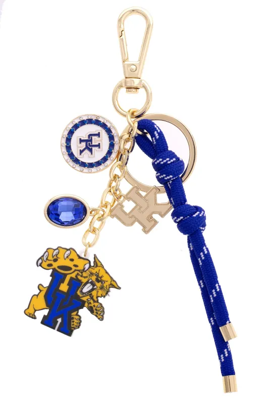 Kentucky Wildcats Cluster Bag Charm in Blue & Shiny Gold sold by Canvas Style