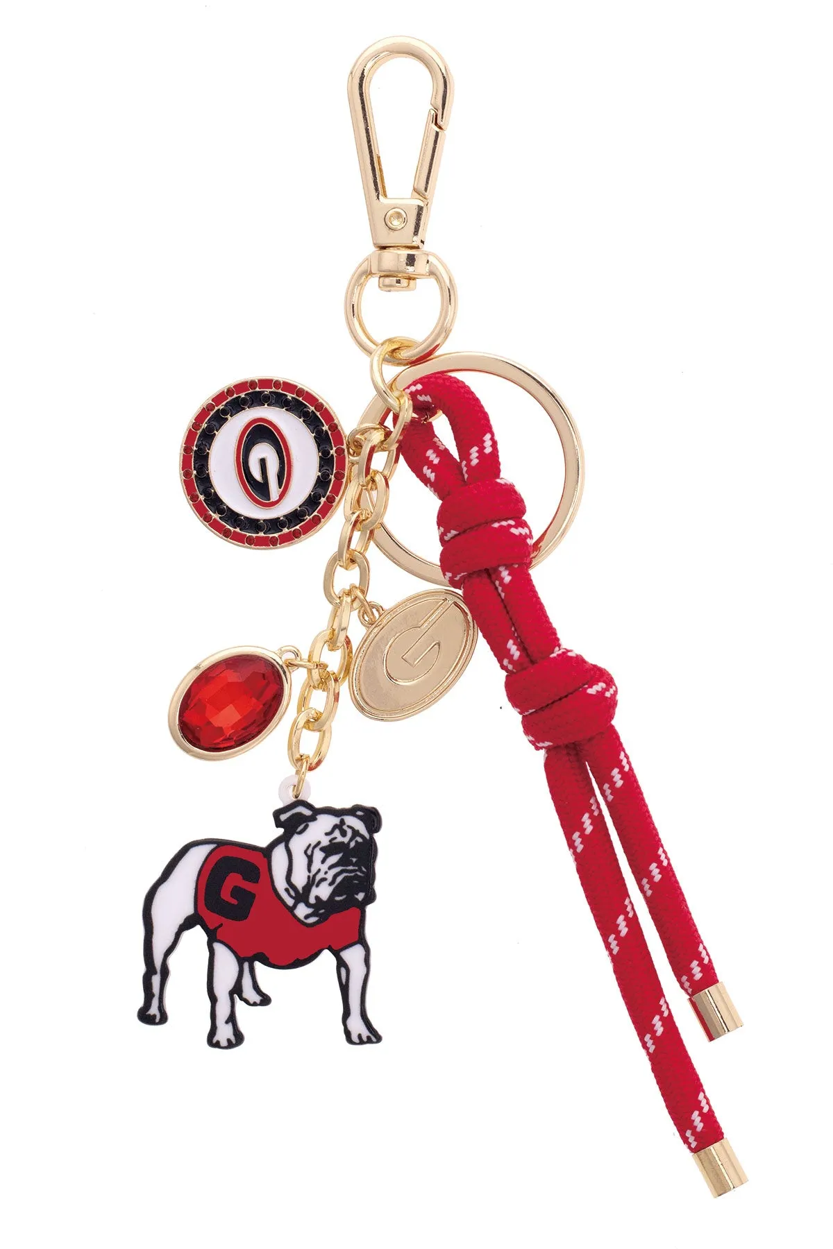 Georgia Bulldogs Cluster Bag Charm in Red & Shiny Gold sold by Canvas Style